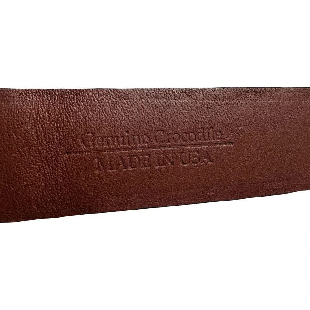 Bespoke Brown Genuine Crocodile Mens 1.25 Inch Belt Size 34 Made in USA